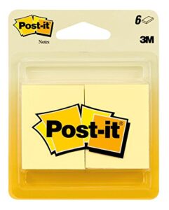 post-it mini notes, 1.5 in x 2 in, 6 pads, america's #1 favorite sticky notes, canary yellow, clean removal, recyclable (2031)