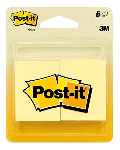 Post-it Mini Notes, 1.5 in x 2 in, 6 Pads, America's #1 Favorite Sticky Notes, Canary Yellow, Clean Removal, Recyclable (2031)