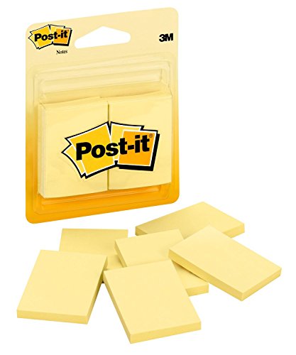Post-it Mini Notes, 1.5 in x 2 in, 6 Pads, America's #1 Favorite Sticky Notes, Canary Yellow, Clean Removal, Recyclable (2031)