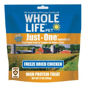 whole life pet just one chicken dog and cat value packs - human grade, freeze dried, one ingredient - protein rich, grain free, made in the usa