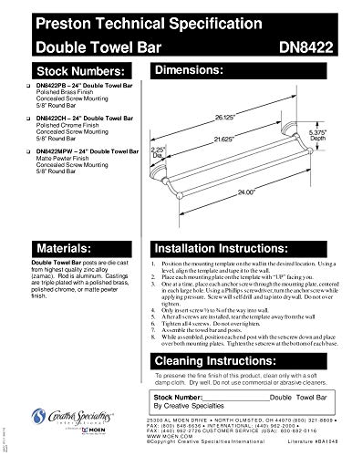 Moen, Chrome DN8422CH Preston 24-Inch Bathroom Double -Towel Bar