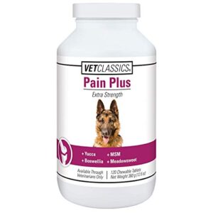 vet classics pain plus extra strength health supplement for dogs - 120 chewable tablets