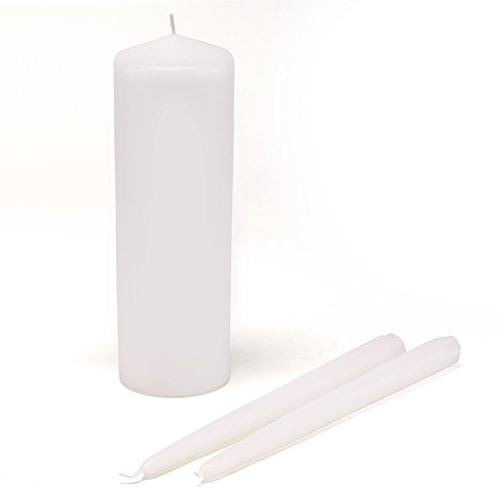 Hortense B. Hewitt Wedding Accessories Basic White Unity Candles, Set of 3 9" candle