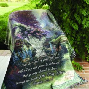 Manual Thomas Kinkade 50 x 60-Inch Tapestry Throw with Verse, The Garden of Hope