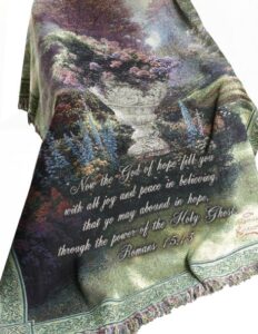 manual thomas kinkade 50 x 60-inch tapestry throw with verse, the garden of hope