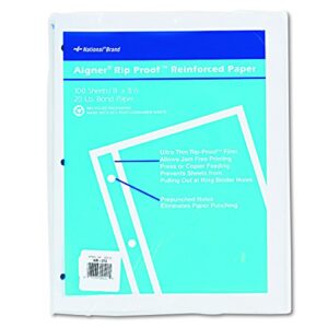national rip proof reinforced filler paper, 3-hole, 8.5 x 11, unruled, 100/pack,white