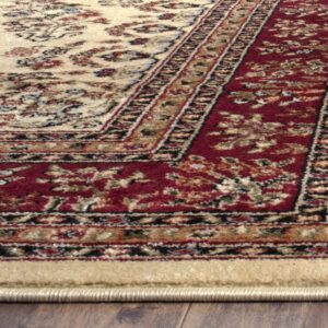 SAFAVIEH Lyndhurst Collection Area Rug - 5'3" x 7'6", Ivory & Red, Traditional Oriental Design, Non-Shedding & Easy Care, Ideal for High Traffic Areas in Living Room, Bedroom (LNH331A)