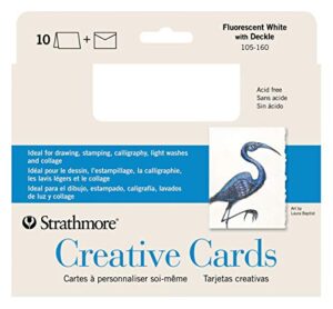 strathmore creative cards with envelopes, fluorescent white deckle, 5x6.875 inches, 10 cards (80lb/216g) - artist paper for adults and students