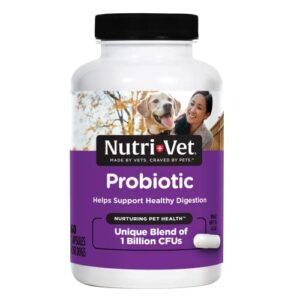 nutri-vet probiotics capsules for dogs | supports digestive health | for all size dogs | promotes healthy immune system | vet formulated | 60 count capsules