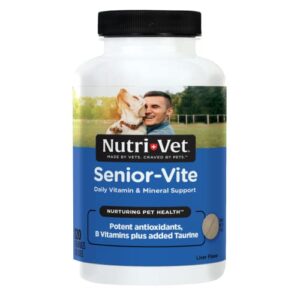 nutri-vet senior-vite chewables for dogs - daily vitamin and mineral support for senior dogs to help maintain peak condition - 120 count