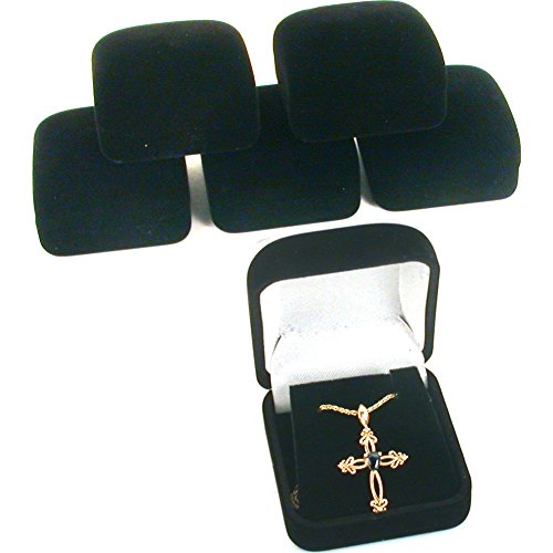 6 Black Flocked Earring Pendant Jewelry Gift Boxes