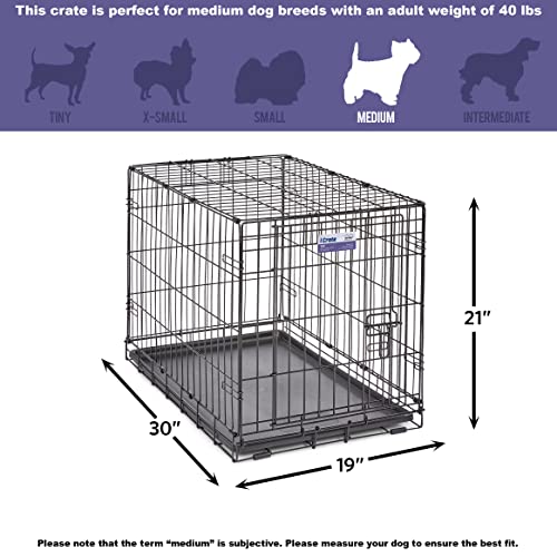 MidWest Homes for Pets Newly Enhanced Single & Double Door iCrate Dog Crate, Includes Leak-Proof Pan, Floor Protecting Feet , Divider Pane l & New Patented Features