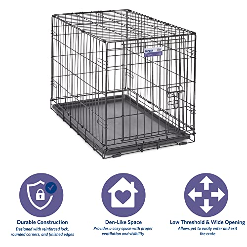 MidWest Homes for Pets Newly Enhanced Single & Double Door iCrate Dog Crate, Includes Leak-Proof Pan, Floor Protecting Feet , Divider Pane l & New Patented Features