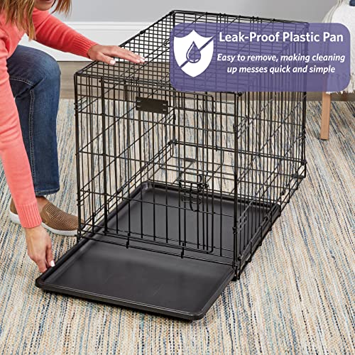 MidWest Homes for Pets Newly Enhanced Single & Double Door iCrate Dog Crate, Includes Leak-Proof Pan, Floor Protecting Feet , Divider Pane l & New Patented Features