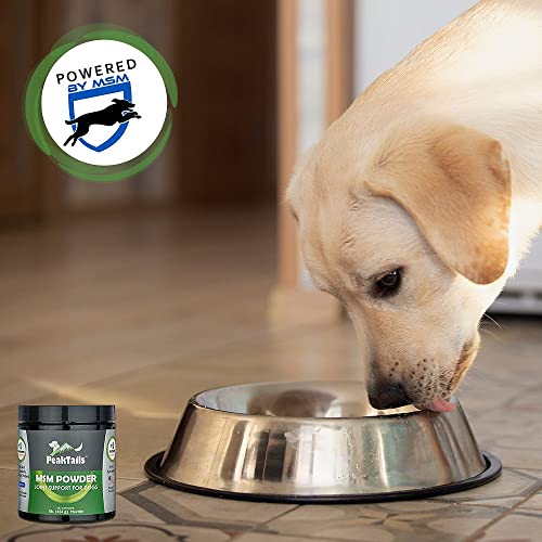 PeakTails MSM Powder for Dogs, 1 lb, Hip and Joint Support Supplement, 99.9% Pure Distilled MSM, Made in The USA