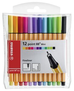 fineliner - stabilo point 88 mini - wallet of 12 - assorted colors