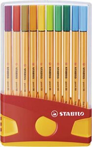 stabilo point 88 fineliner pens, 0.4 mm - 20-color plastic case set, 1 count (pack of 1)