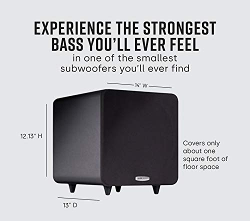 Polk Audio PSW111 8" Powered Subwoofer - Power Port Technology | Up to 300 Watt Amp | Big Bass in Compact Size | Easy Setup with Home Theater Systems Black