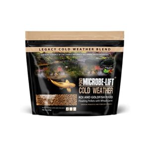 microbe-lift mllwg cold weather floating fish food pellets with wheat germ for ponds, water gardens, and fountains, for live goldfish and koi (5.25 pounds)