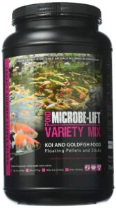 microbe-lift mllvmmd variety mix floating fish food pellets and sticks for ponds, water gardens, and fountains, for live goldfish and koi, 2.25 pounds