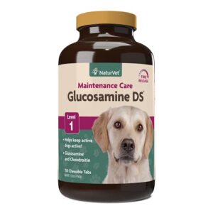 naturvet glucosamine ds level 1 maintenance care hip & joint support pet supplement for dogs & cats –glucosamine, chondroitin, antioxidants –supports cartilage, joint function – 150 ct.