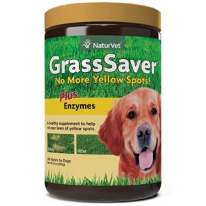 naturvet grasssaver| wafers for dogs – help keep grass green, rid your lawn of yellow patches caused by dog urine| no more yellow spots| dl-methionine & enzymes – 300 ct