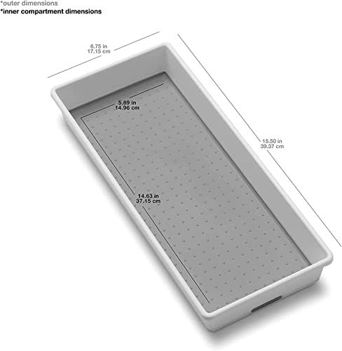 Madesmart Organizer Bin Non-Skid Feet 15.5" X 6.6" X 2.1" Plastic White With Gray