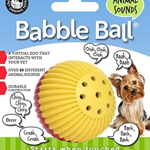 Pet Qwerks Animal Sounds Babble Ball - Interactive Chew Dog Toy - Small