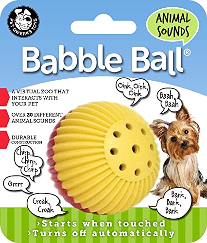 Pet Qwerks Animal Sounds Babble Ball - Interactive Chew Dog Toy - Small