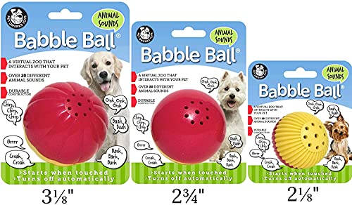 Pet Qwerks Animal Sounds Babble Ball - Interactive Chew Dog Toy - Small