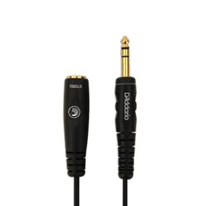 d'addario headphone extension cable - 1/4 inch female to 1/4 inch male headphone cable - stereo cable - 20 feet/7.62 meters - 1 pack