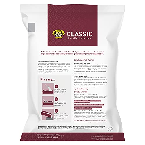 Dr. Elsey's Premium Clumping Cat Litter - Classic - 99.9% Dust-Free, Low Tracking, Hard Clumping, Superior Odor Control, Unscented & Natural Ingredients