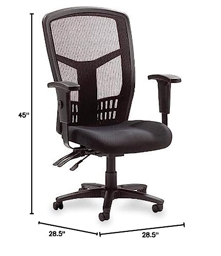 Lorell Ergomesh 86000 Chair, 28.5D x 28.5W x 45H in, Black Mesh Back/Black Fabric Seat