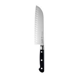 messermeister meridian elite 7” kullenschliff santoku knife - japanese chef’s knife - german steel alloy blade - rust resistant & easy to maintain