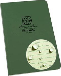 rite in the rain weatherproof tactical field notebook, 4 5/8" x 7", green cover, universal pattern with reference materials (no. 980), one size (980l)
