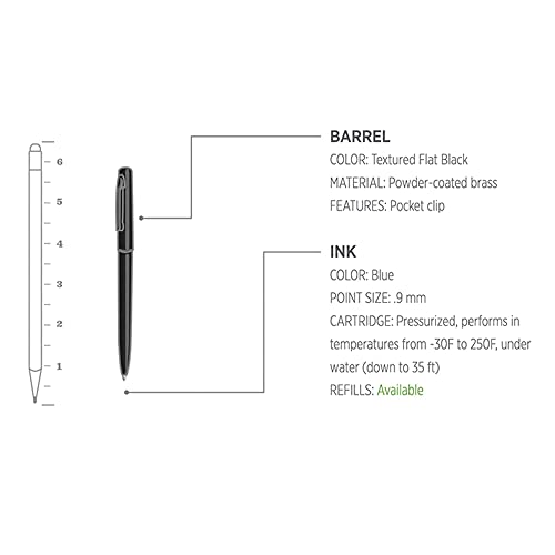 Rite in the Rain Weatherproof Black Metal Clicker Pen - Black Ink (No. 97)