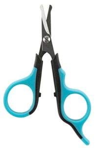 trixie pet grooming scissors, for dogs and cats, pet face, nose, ears, and paw hair, round tip, 3" ( 8cm)