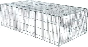 trixie enclosed outdoor run- 55 cu. ft., galvanized metal cage, portable pen for rabbit, small animal