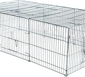 TRIXIE Enclosed Outdoor Run- 55 cu. ft., Galvanized Metal Cage, Portable Pen for Rabbit, Small Animal