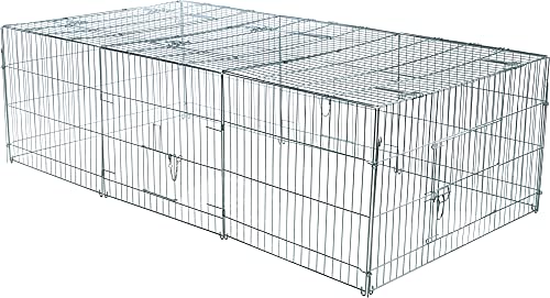 TRIXIE Enclosed Outdoor Run- 55 cu. ft., Galvanized Metal Cage, Portable Pen for Rabbit, Small Animal