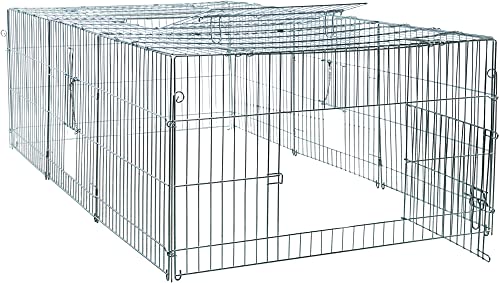 TRIXIE Enclosed Outdoor Run- 55 cu. ft., Galvanized Metal Cage, Portable Pen for Rabbit, Small Animal