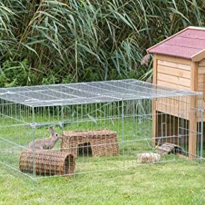 TRIXIE Enclosed Outdoor Run- 55 cu. ft., Galvanized Metal Cage, Portable Pen for Rabbit, Small Animal