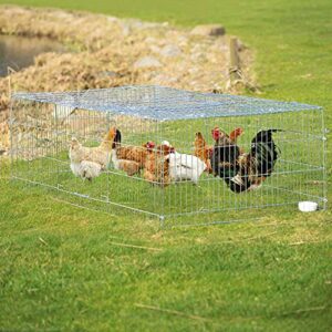 TRIXIE Enclosed Outdoor Run- 55 cu. ft., Galvanized Metal Cage, Portable Pen for Rabbit, Small Animal