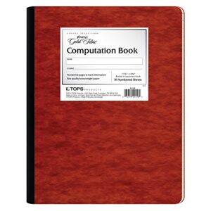 ampad gold fibre computation book, red cover, ivory paper, letter size, 4 square inch rule, 76 sheets, 1 each (22-156)