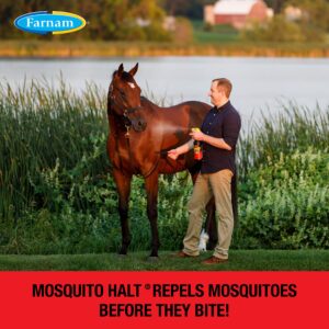 Farnam Mosquito Halt Repellent Spray for Horses, Ready-to-Use Fly and Bug Spray, 32 Fluid Ounces, One Quart Bottle with Trigger Sprayer