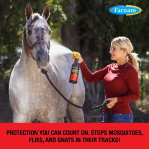 Farnam Mosquito Halt Repellent Spray for Horses, Ready-to-Use Fly and Bug Spray, 32 Fluid Ounces, One Quart Bottle with Trigger Sprayer