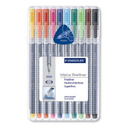 staedtler triplus fineliner pens, pack of 10, assorted colors (334 sb10a604)