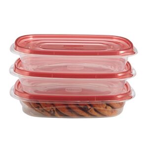 rubbermaid takealongs rectangle food storage container, 4 cup, tint chili, 3 count