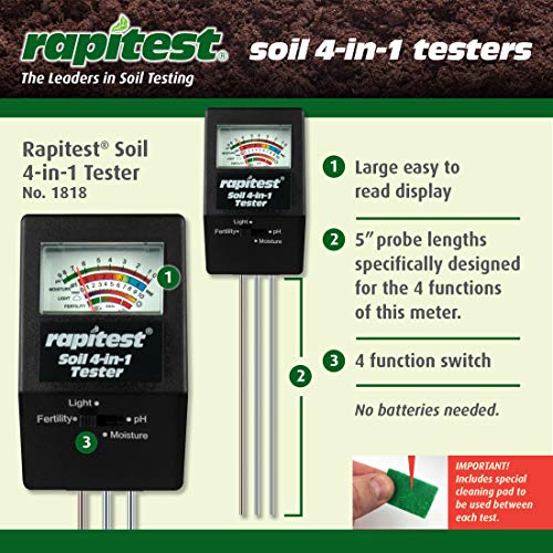 Luster Leaf 1818 Rapitest 4-in1 Soil pH/Moisture/Fertility/Light Tester, Fertility