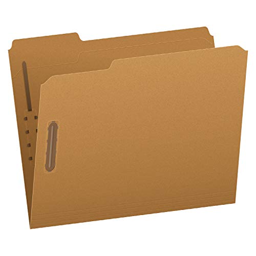 Pendaflex Fastener Folders, 2 Fasteners, Letter Size, Kraft, 1/3 Cut Tabs, in Left, Right, Center Positions, 50 Per Box (FK212),Brown